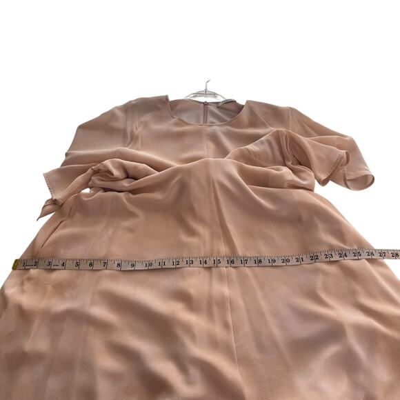 MM Lafleur The Jessica Dress Brushstroke Size XL 100% Silk Peach Salmon Career - Picture 12 of 15